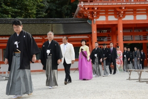 Kyoto, 20/20/2016 - L'ingresso al santuario Shimogamo per la cerimonia di premiazione dei Sake Samurai 2016